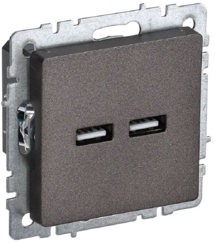 Розетка USB тип A+A без рамки IEK Brite РЮ10-1-БрТБ 2-м. 3100мА темная бронза картинка